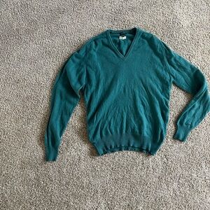 Teal V-Neck Vintage  Sweater 100% wool
